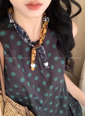 时髦设计感趣味拼接可调节项链