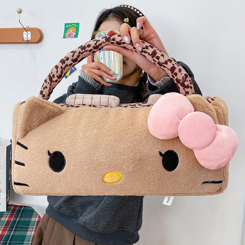 野兽派七夕同款黑皮kitty猫毛绒玩具抱枕办公室靠枕枕头可爱女生