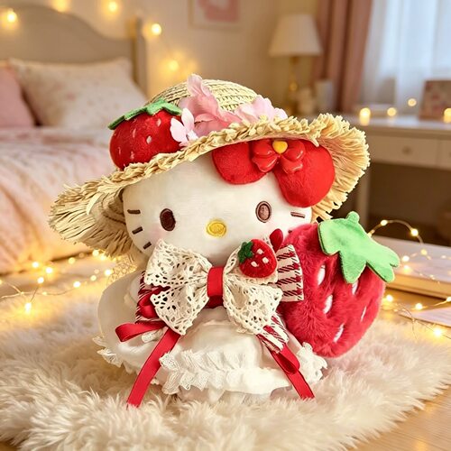 正版kt甜心草莓Kitty玩偶生日礼物送女友包挂件毛绒玩具女孩