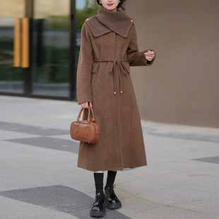 高级感双面羊毛呢大衣外套女2025年新款秋冬装可拆卸披肩领上衣