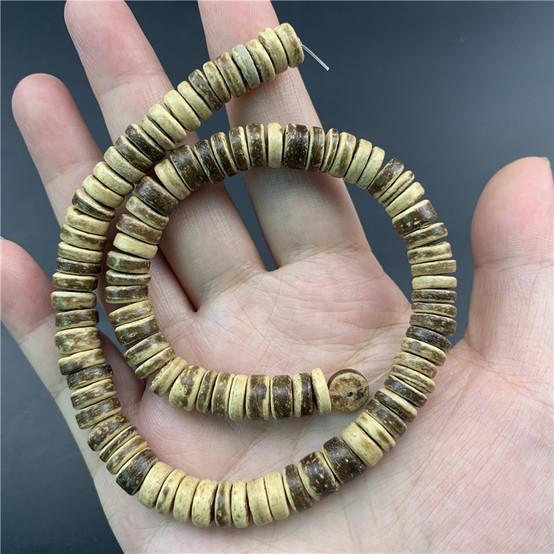 天然椰壳隔片原棕色椰子壳隔珠扁圆垫片佛珠手串diy配饰手链项链