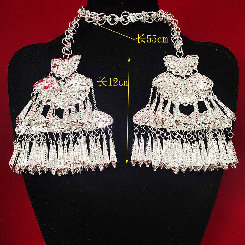 民族风流苏镀银饰品花朵耳饰耳坠民族服装饰品胸坠