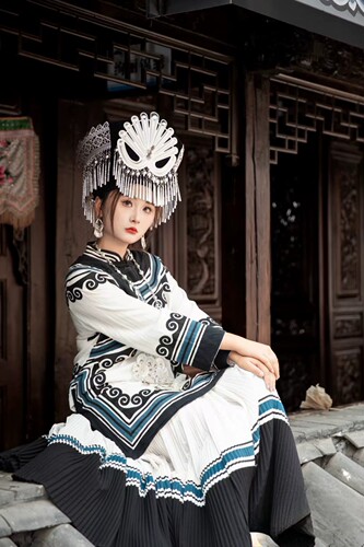 昂卡赛诺彝族苗族民族风舞蹈传统手工帽子哑光银儿童成人演出新娘