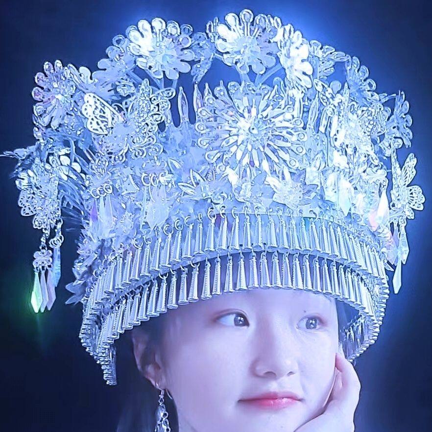 银饰帽子各种各样,特色工艺,瑶族特色工艺侗族爆款新款演出头饰
