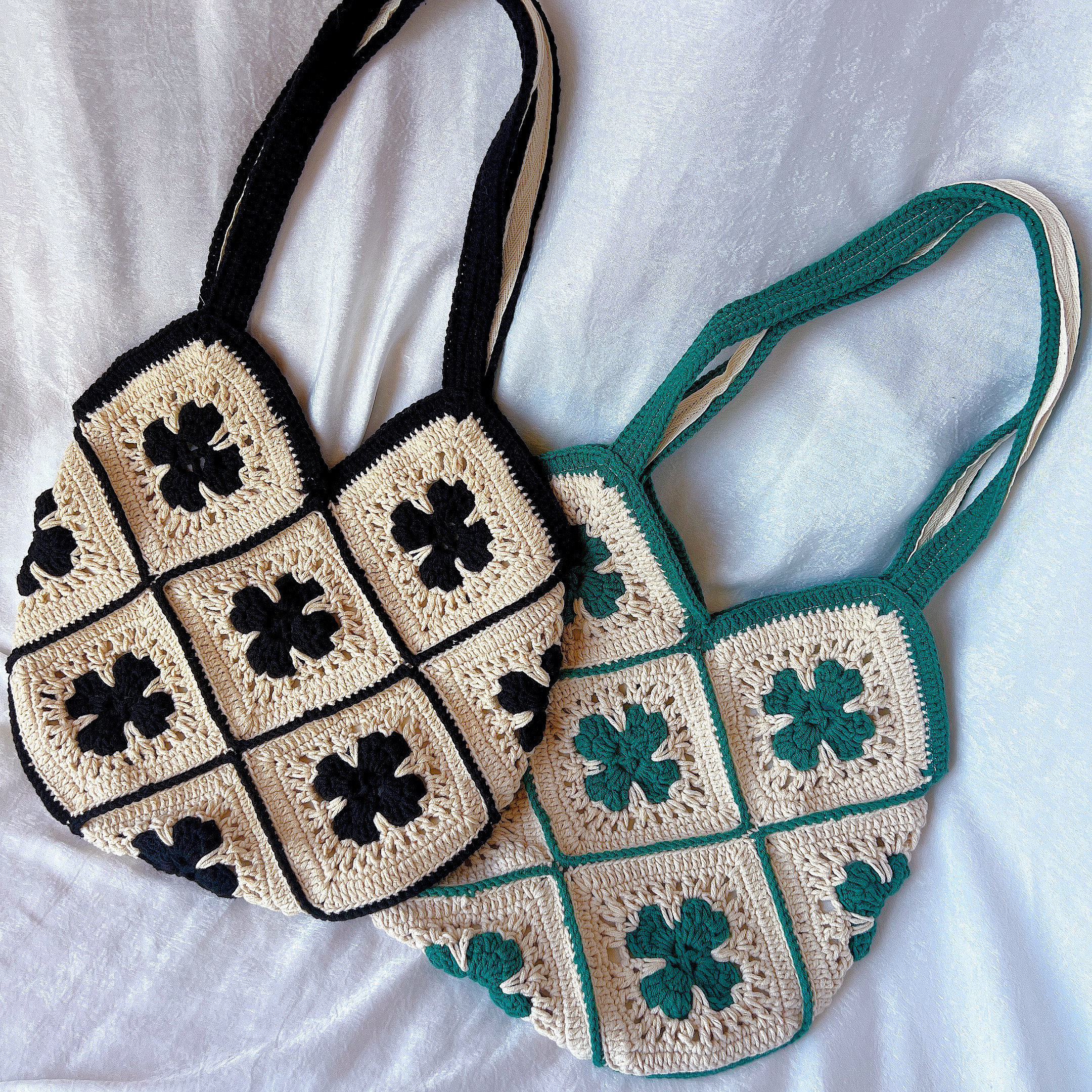 朱小朱手作毛线编织四叶草幸运草编织包成品包邮