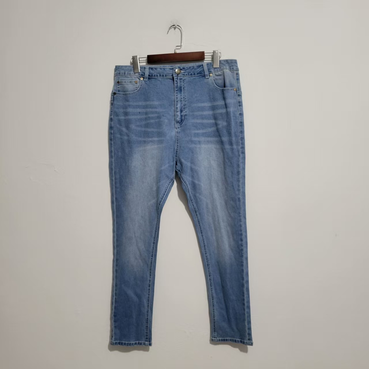 3色日单春秋季高腰显瘦弹力女九分裤宽松通勤休闲裤日系女牛仔裤