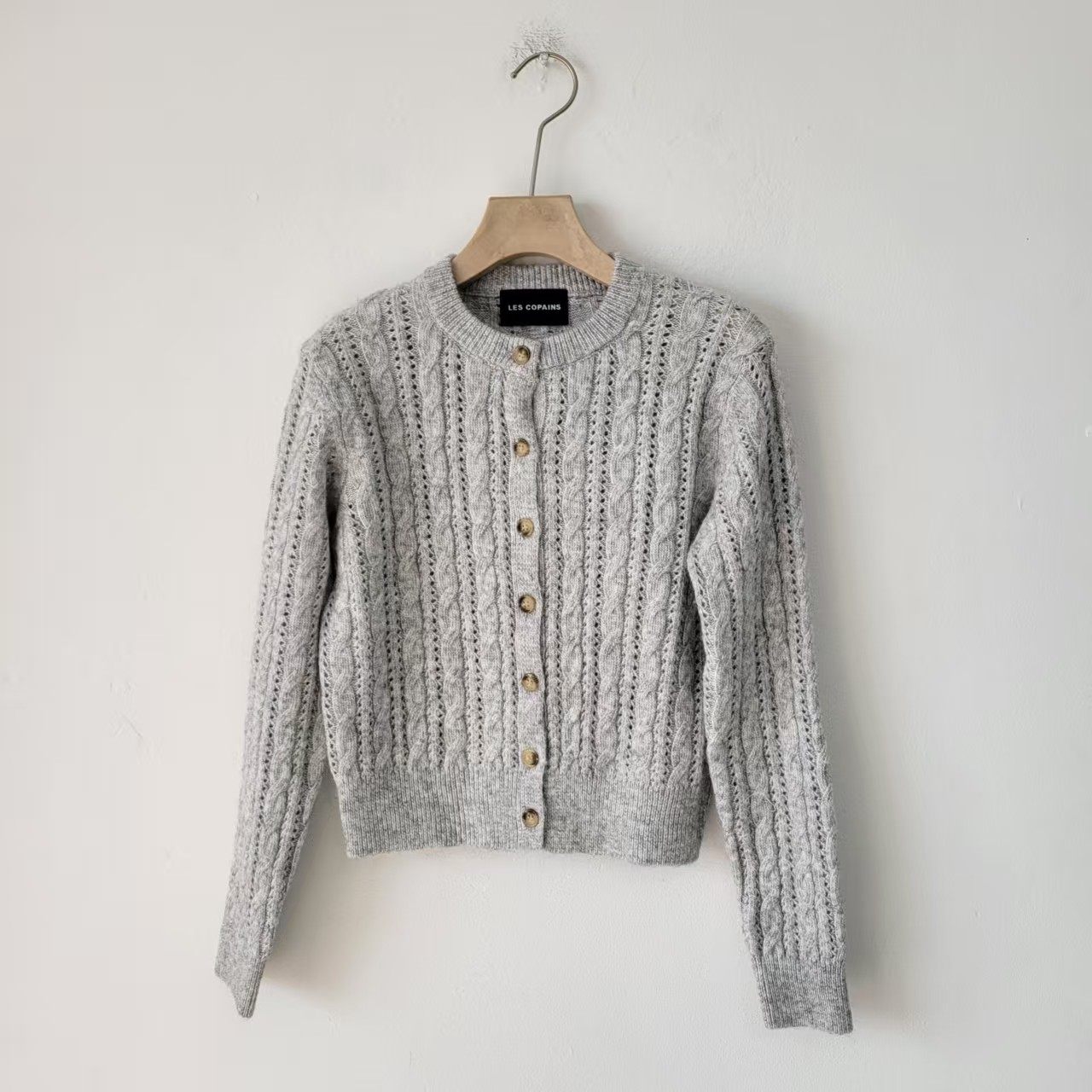 9款日单通勤宽松麻花纹针织开衫女长袖圆领单排扣毛衣外套浅灰色,女装/女士精品,汉服上装,淘宝优惠券,粉丝福利购,淘宝优惠卷