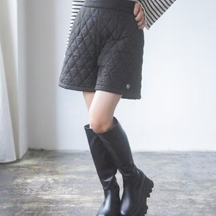 显瘦女生打底裤 日单菱格压棉短裤 五分休闲阔腿靴裤 冬季 女2025新款