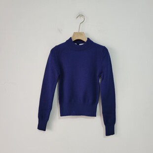 Z家美国贵牌秋冬季短款收腰圆领长袖毛衣女生小个子套头女针织衫