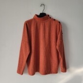 打底衫 外贸原单秋冬季 磨毛通勤风高领长袖 女宽松百搭橙红色上衣女