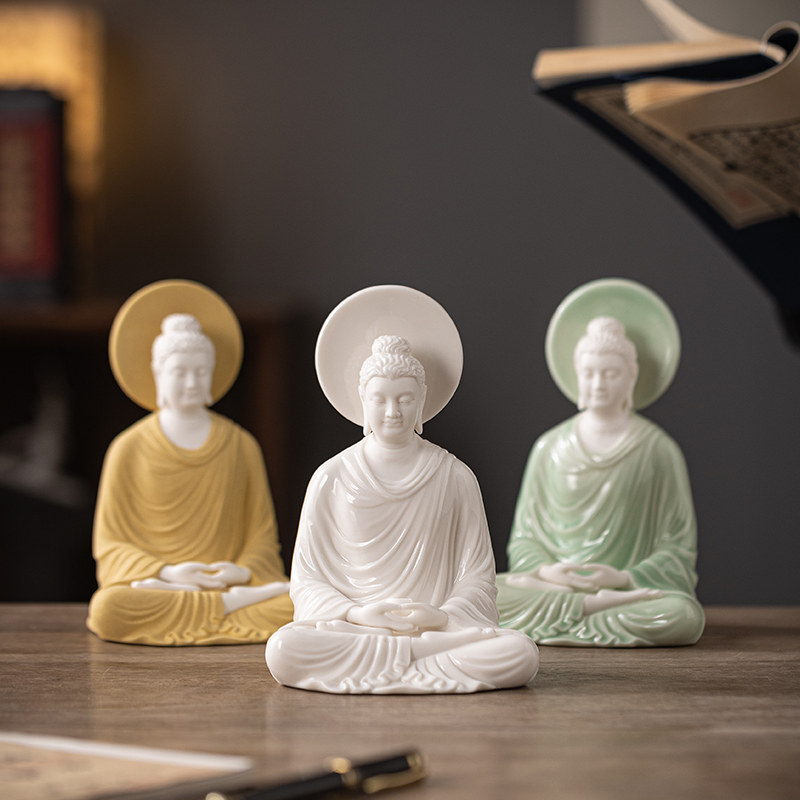 中式陶瓷禅意释迦摩尼佛像摆件创意如来佛祖家居摆设装饰品工艺品,家居饰品,装饰摆件,淘宝优惠券,粉丝福利购,淘宝优惠卷