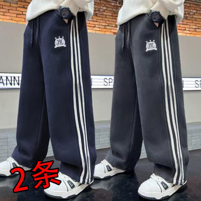 男童休闲裤子春秋新款三条杠裤子