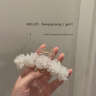 高级感法式白花后脑勺抓夹女夏季韩国优雅气质小众夏天发夹发饰