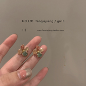 一只番茄酱适合夏天戴 复古花朵耳环小众设计感高级冷性风气质