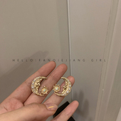 vintage高级感复古月亮耳环耳钉女法式 网红2020年新款 潮气质大气