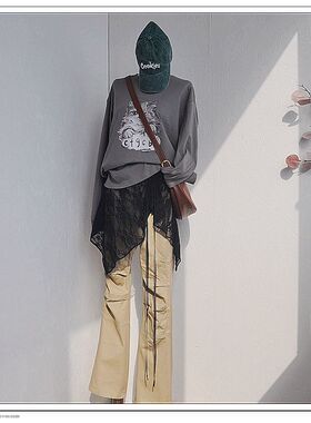 原创一片式系带不规则罩裙腰封裙网纱蕾丝屁帘裙帘围裙叠穿短款