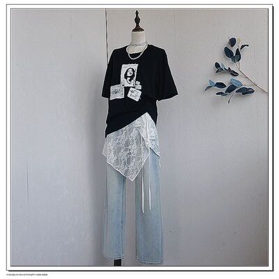 短裙不规则蕾丝屁帘一片式大码