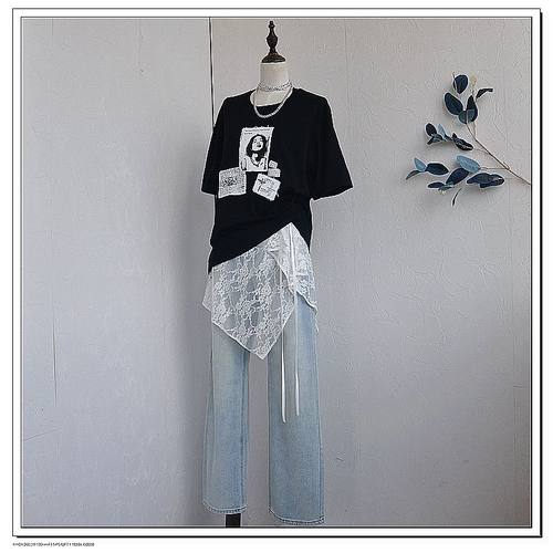 短裙不规则蕾丝屁帘一片式大码