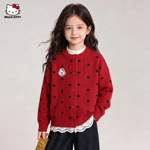 HelloKitty凯蒂猫女童秋季毛衣202610-20度三季防凉开衫毛衣