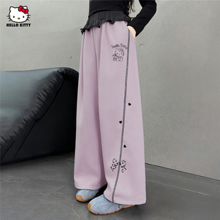 HelloKitty女童秋冬季休闲伞兵裤2025新款中大童装秋装弯月裤