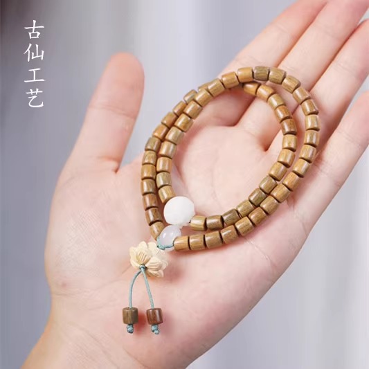 绿檀木佛珠手串檀香木项链盘玩男女情侣念珠细珠精致款手链香木