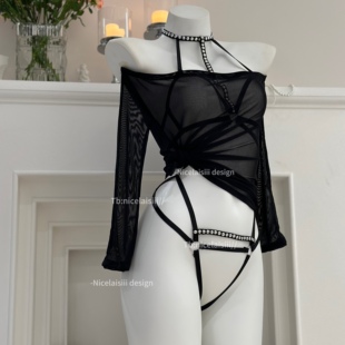 Nicelaisiii禁忌之恋 内衣 性感御姐薄纱睡衣女束缚辣妹连体三点式