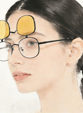 双层翻盖墨镜潮男士复古金属方框太阳镜网红街拍个性可配近视眼镜