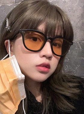 Jennie同款小脸墨镜韩版男士茶黄色网红款街拍防紫外线太阳镜女潮