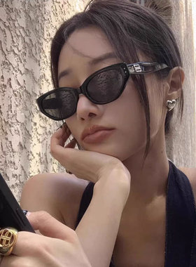 小红书复古猫眼墨镜海边防晒眼镜