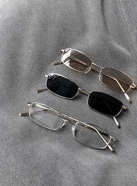 墨镜女韩版原宿复古小框长方形金属防晒太阳镜男小脸近视平光眼镜