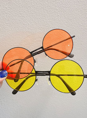 网红彩色墨镜链条太阳镜复古眼镜