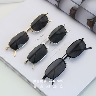 复古港风方形窄框小脸眼镜女凹造型街拍防晒墨镜男士 偏光太阳眼镜