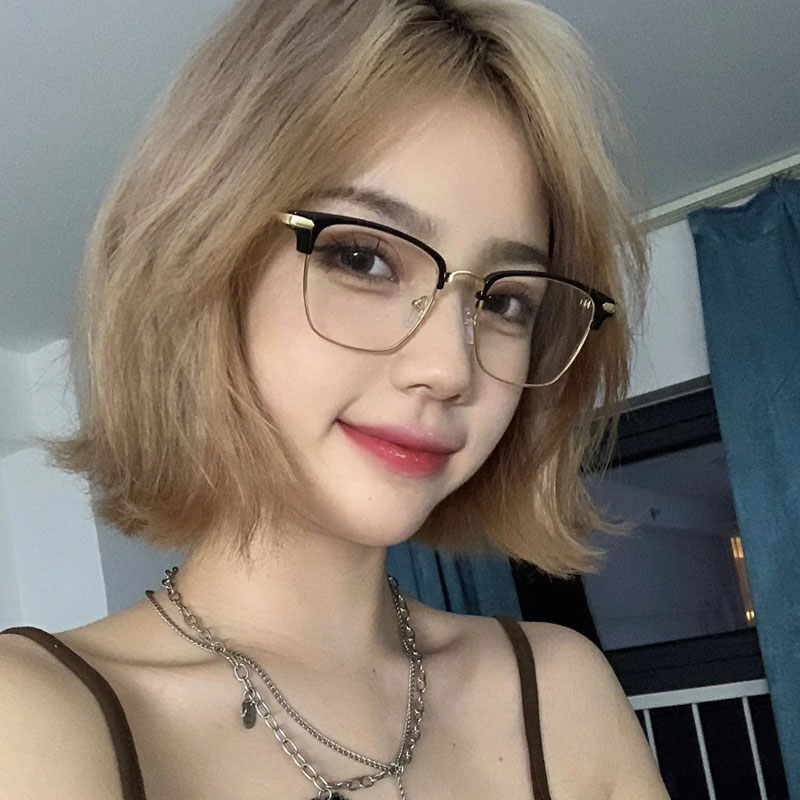 男女韩版复古大脸显脸小半框眼镜