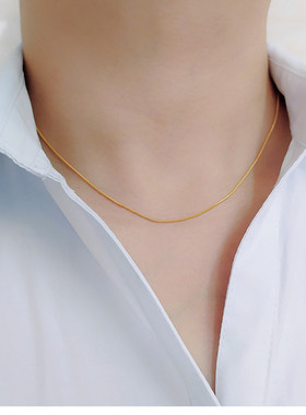 洗澡不用摘高级感钛钢包金蛇骨项链小众设计款金色锁骨链百搭链
