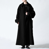 陈小满原创设计黑色羊绒双面毛呢大衣女2025秋冬新款 宽松廓形外套