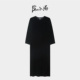 裙子 圆领真丝长袖 陈小满原创设计黑色丝绒连衣裙2026春季 新款