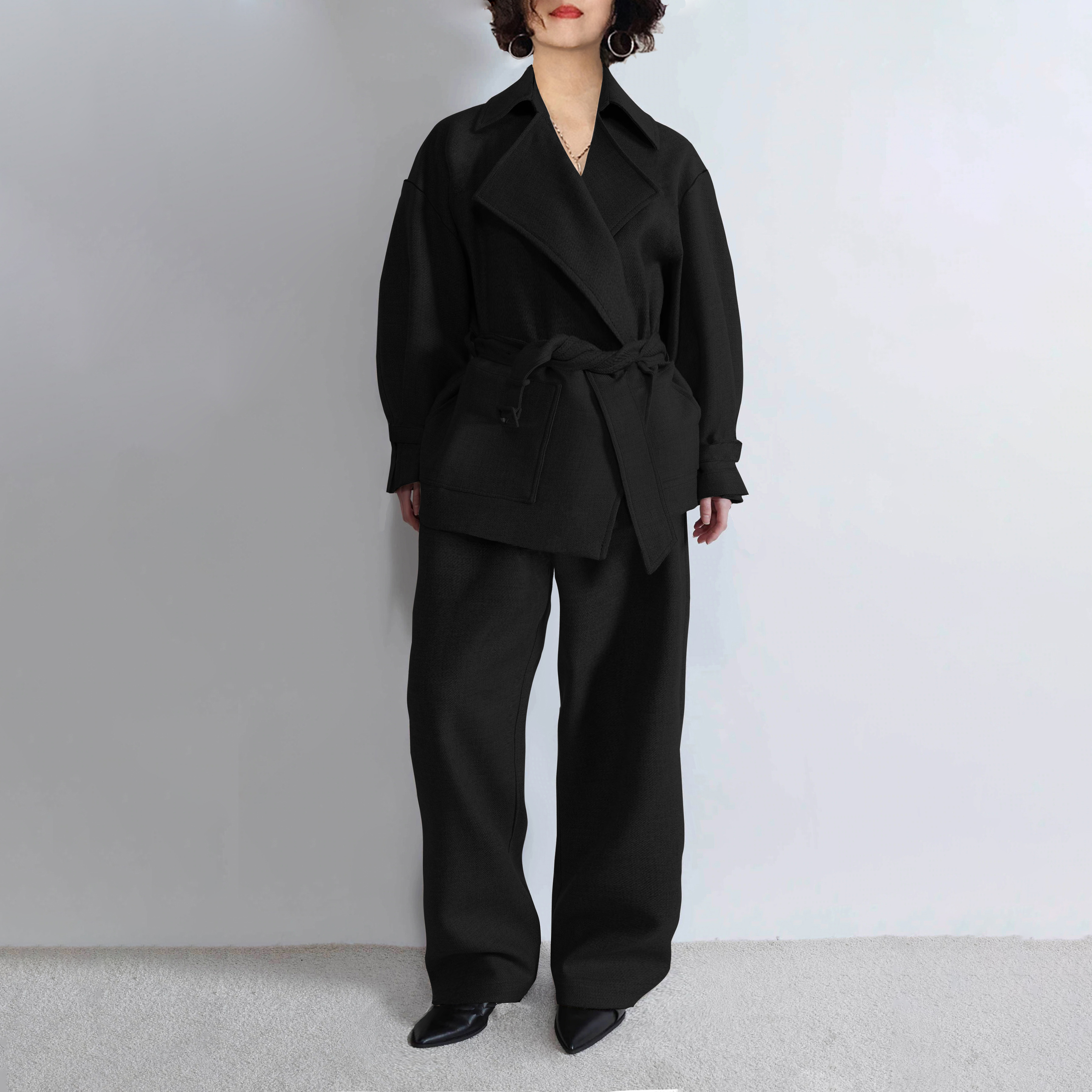 陈小满羊毛2025拿破仑领夹克套装