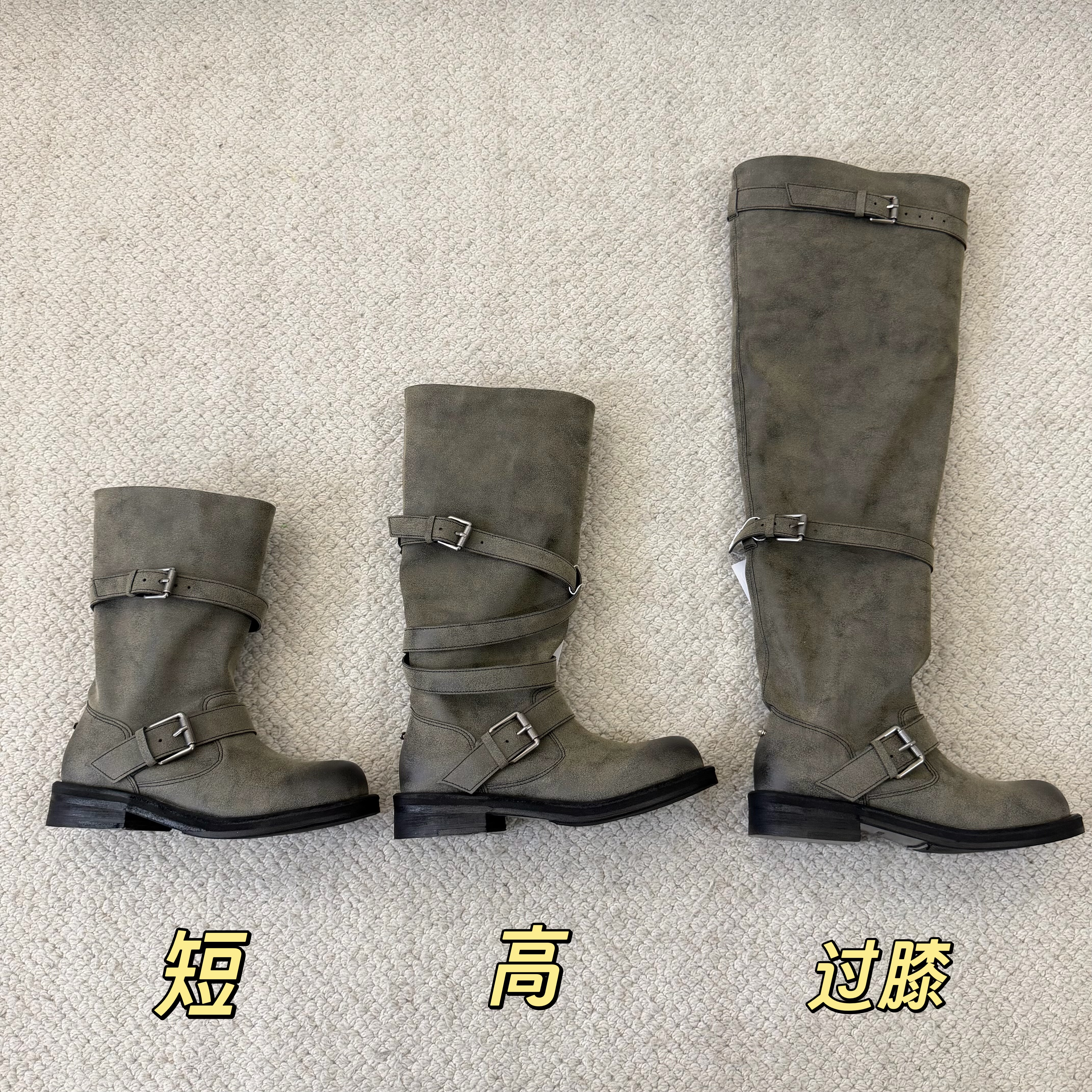 韩女爱靴张元英同款negativethree nt3新款灰色长靴堆堆靴瘦瘦靴