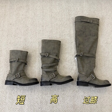 韩女爱靴张元英同款negativethree nt3新款灰色长靴堆堆靴瘦瘦靴