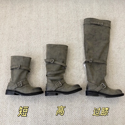 韩女爱靴张元英同款negativethree nt3新款灰色长靴堆堆靴瘦瘦靴