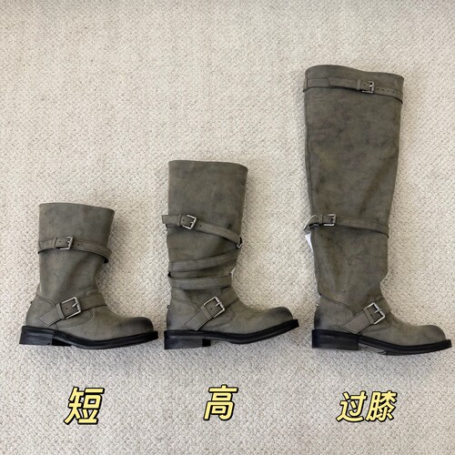 韩女爱靴张元英同款negativethree nt3新款灰色长靴堆堆靴瘦瘦靴