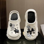 网红超火高级感外穿卡通包头凉拖鞋 厚底增高洞洞鞋 女2025夏季 水晶