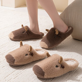 卡皮巴拉毛绒棉拖鞋 女秋冬保暖居家软底静音室内防滑地板拖男四季