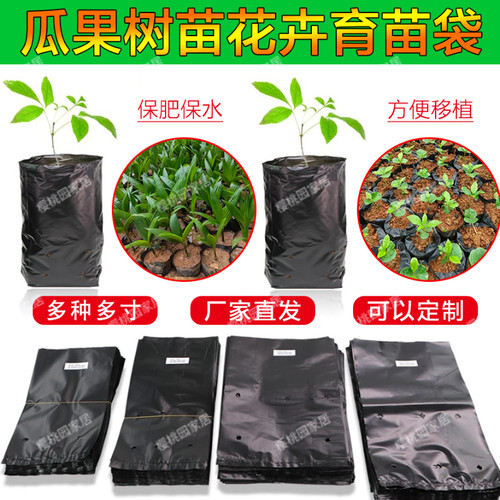 瓜果树苗育苗袋黑色塑料育苗袋咖啡芽苗袋槟榔树苗大号种植育苗袋