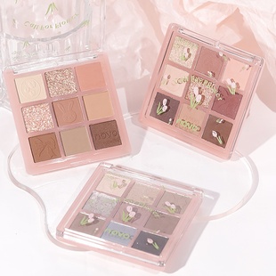 NOVO月落星沉九色眼影珠光爆闪哑光低饱和日常裸妆大地色小巧便携