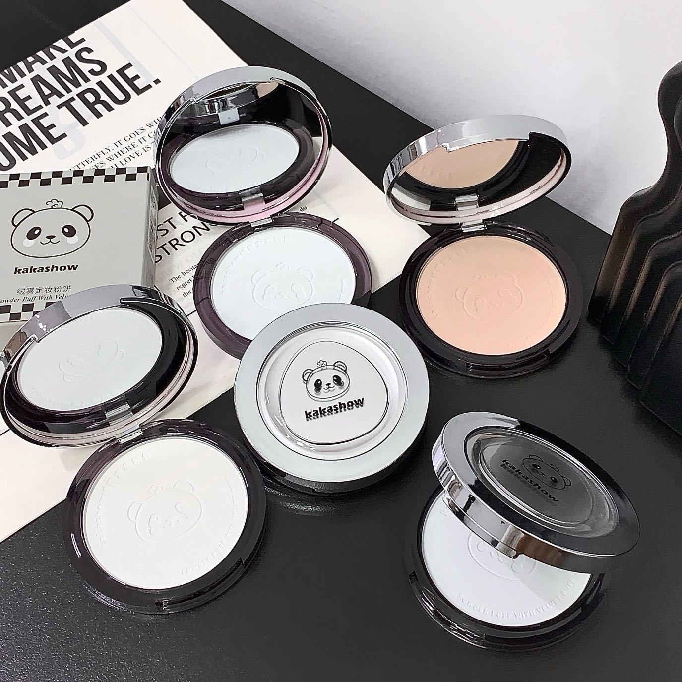 kakashow绒雾定妆粉饼提气色持久控油遮瑕防水防汗不易脱妆蜜粉饼