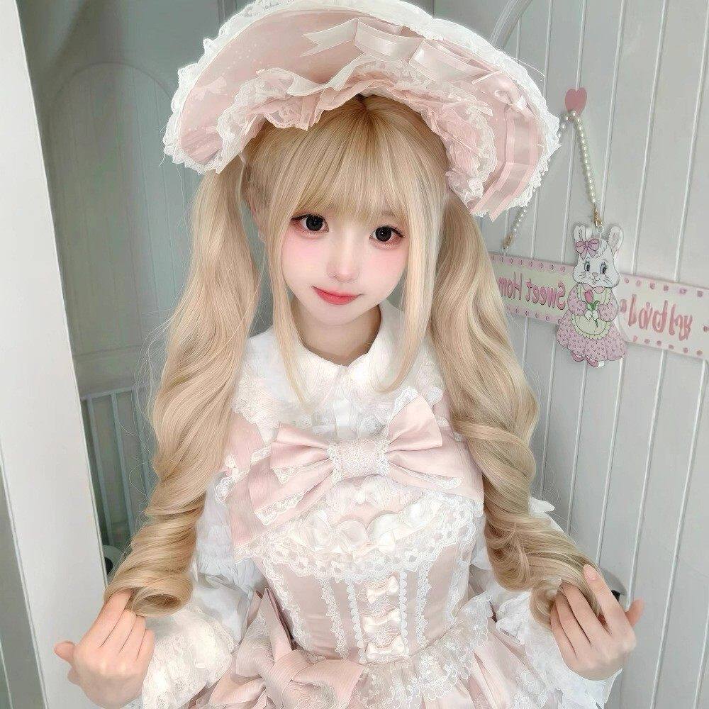 纤韵佳人假发女长发Lolita80cm白金色长卷发加长款少萝女款全头套