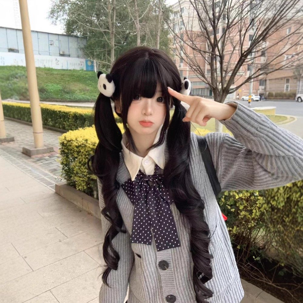 纤韵佳人假发女长发Lolita80cm黑棕色长卷发加长款少萝女款全头套