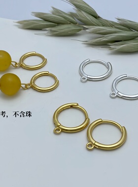 925纯银镀金实心圆线耳环耳扣
