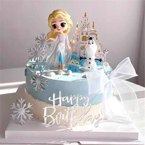 艾莎公主女孩生日蛋糕装饰摆件网红冰雪女王爱莎城堡蝴蝶结插件
